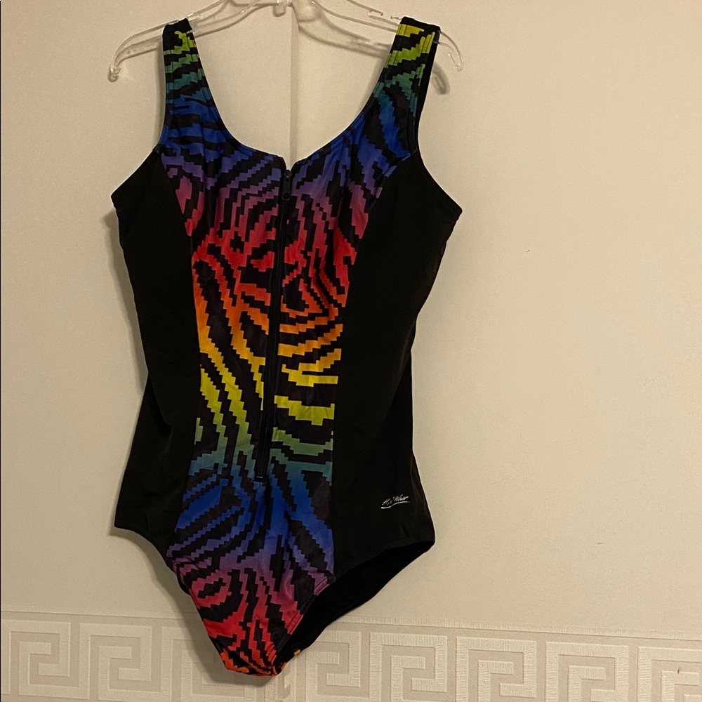 Chic Black and Rainbow Women's One Piece Swimsuit